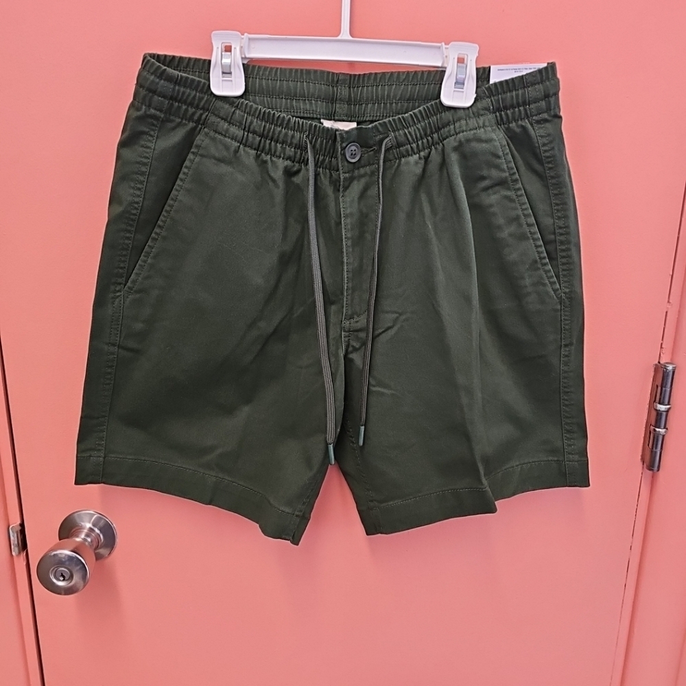 NWT St. John's Bay Mens Size Medium Classic Fit Flat Front Shorts Duffel Green